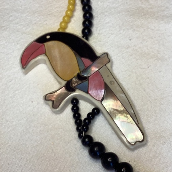 FINAL SALE PRICE Yellow 4 Strand & Karla Jordan Toucan Necklaces - Picture 2 of 10